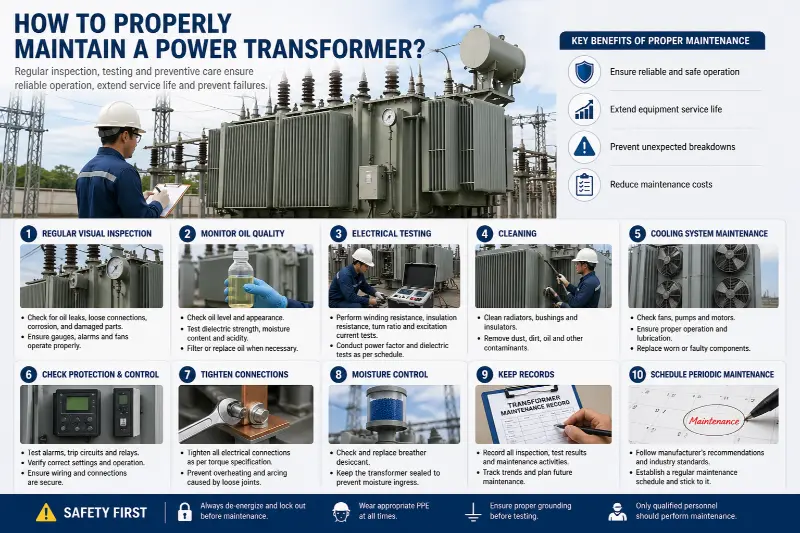 Hvordan vedligeholder man en krafttransformator korrekt?