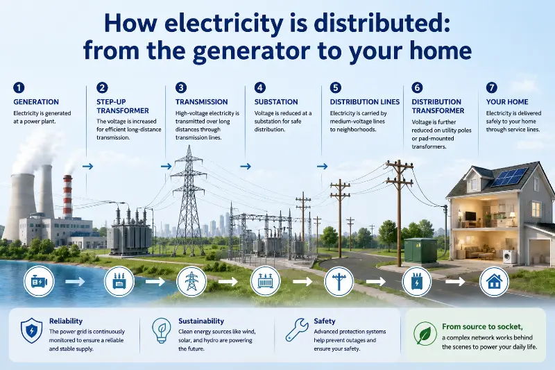 Hvordan fordeles elektricitet: fra generatoren til dit hjem?