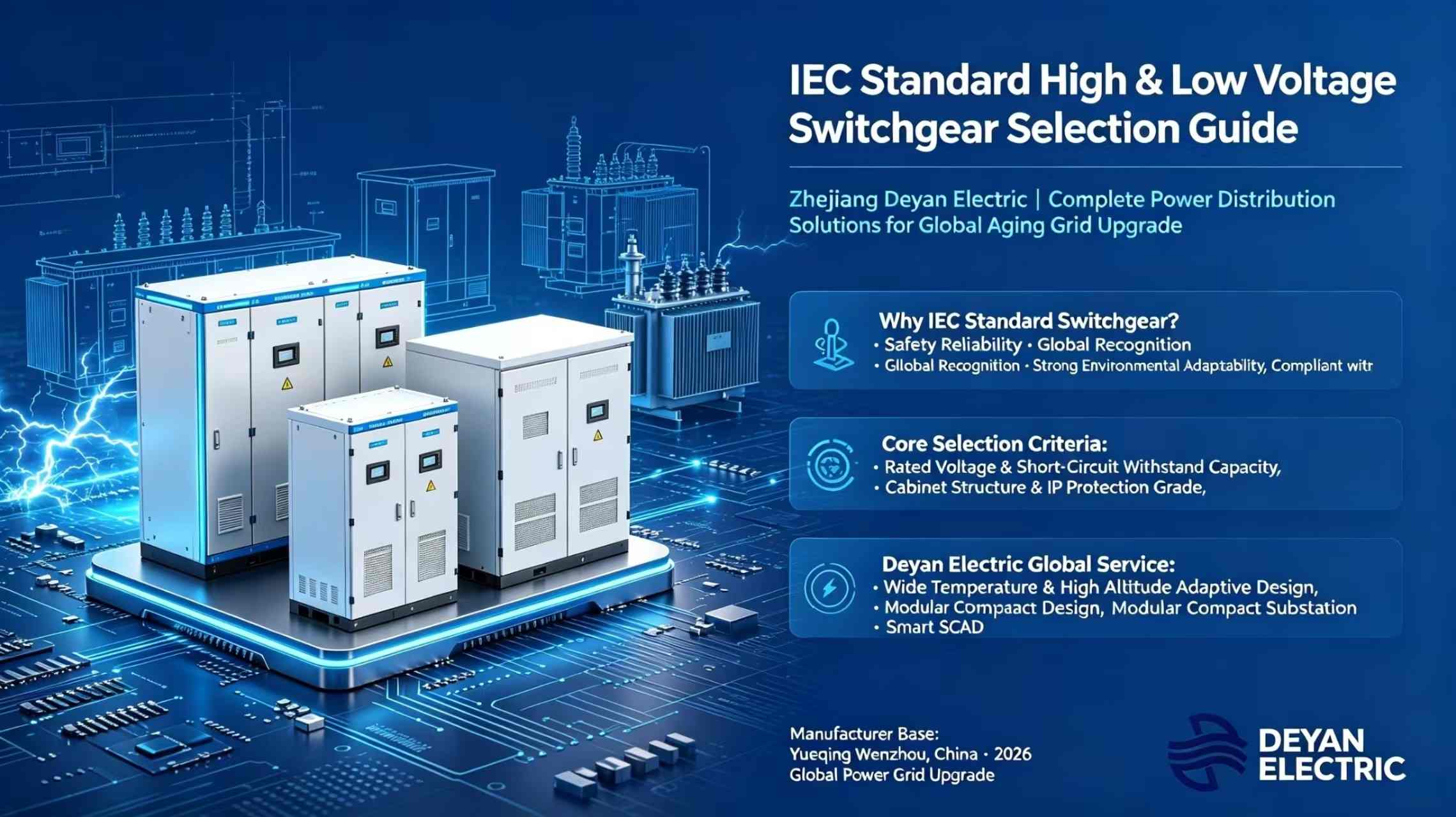 IEC standard høj- og lavspændingskoblingsudvælgelsesvejledning: Zhejiang Deyan Electric — komplette strømdistributionsløsninger til aldrende netopgradering på verdensplan