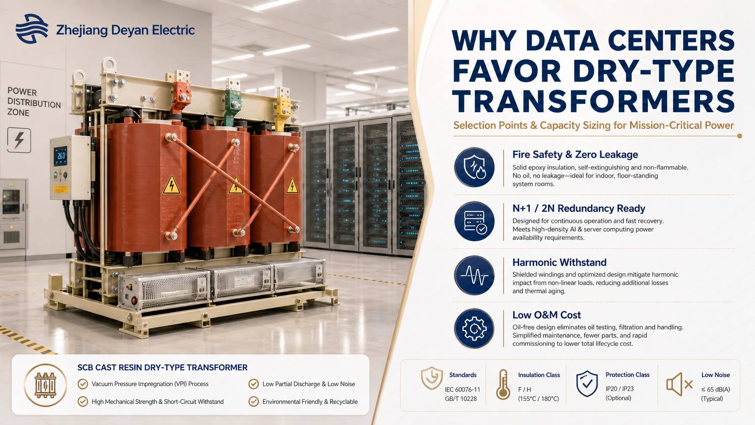 Hvorfor datacentre foretrækker tørtypetransformere?
